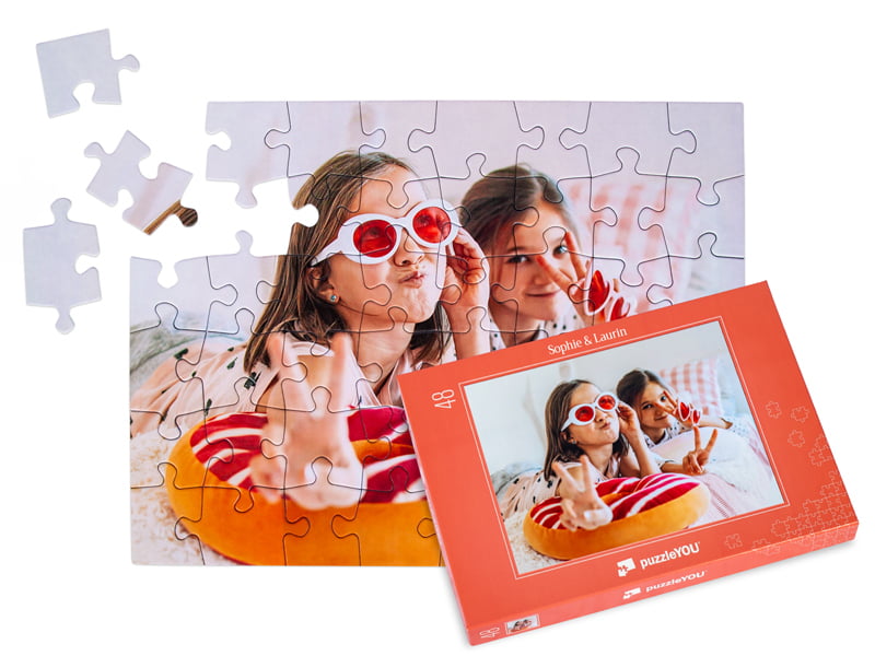 48 Piece Blank Puzzle with Puzzle Tray to Draw on, Each Piece is