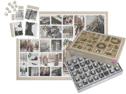 Photo Puzzle Collage with 24 photographs and Christmas jigsaw puzzle box